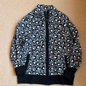 Rachel Zoe Gray and Black Leopard Zip-up Sweater